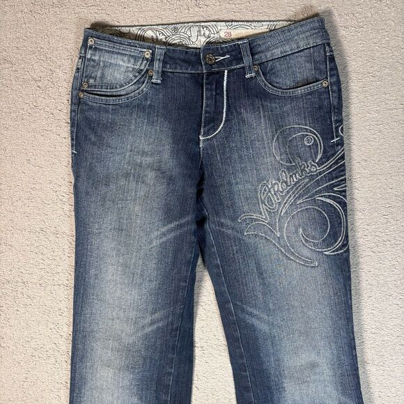 Akademiks Jeans Women’s Size 28x31 Embroidered Low Rise Boot Cut 90s Style Y2K - Picture 2 of 14